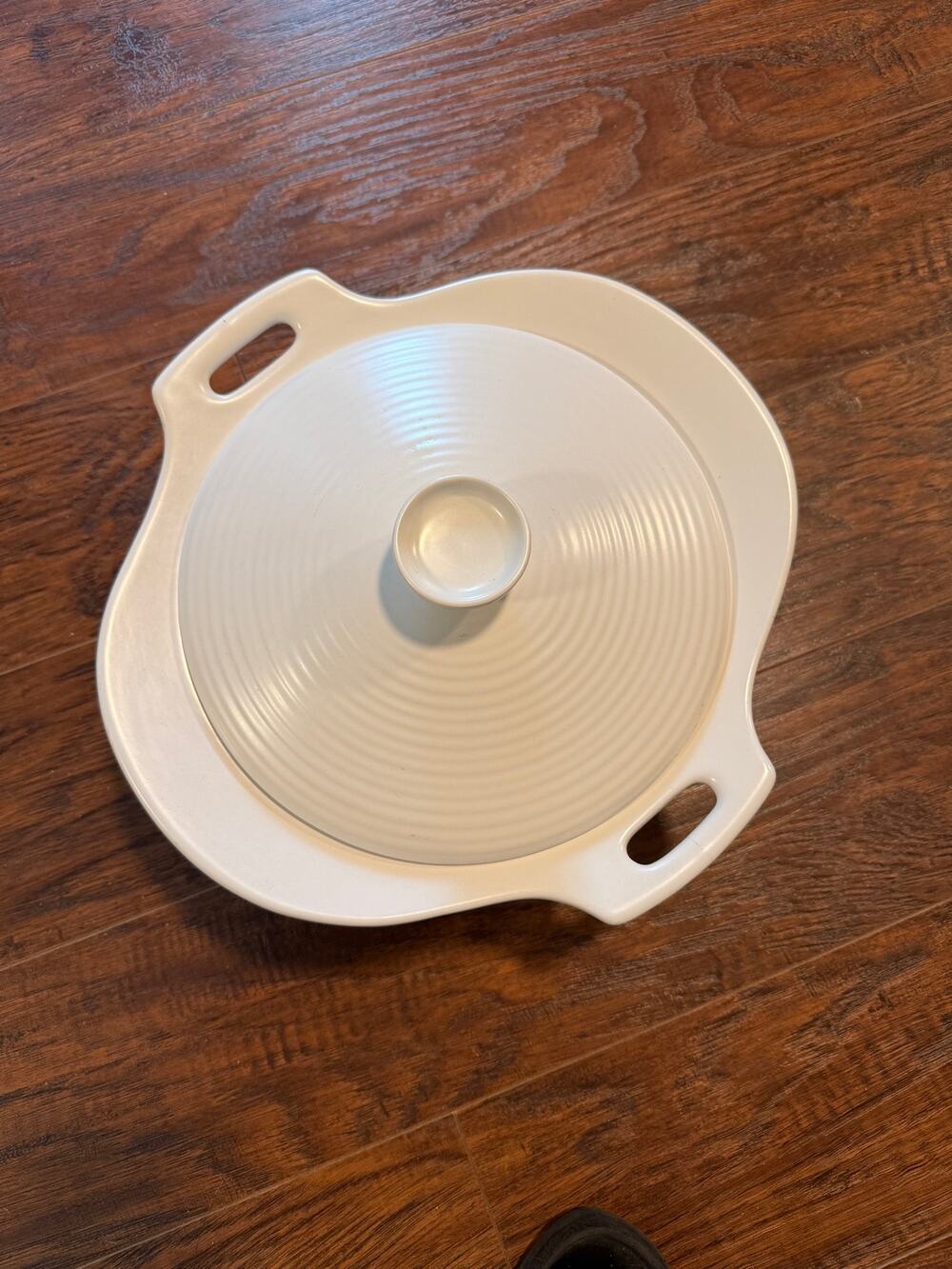 50s MCM Florence Ceramics White Semi Porcelain Covered Serving Bowl